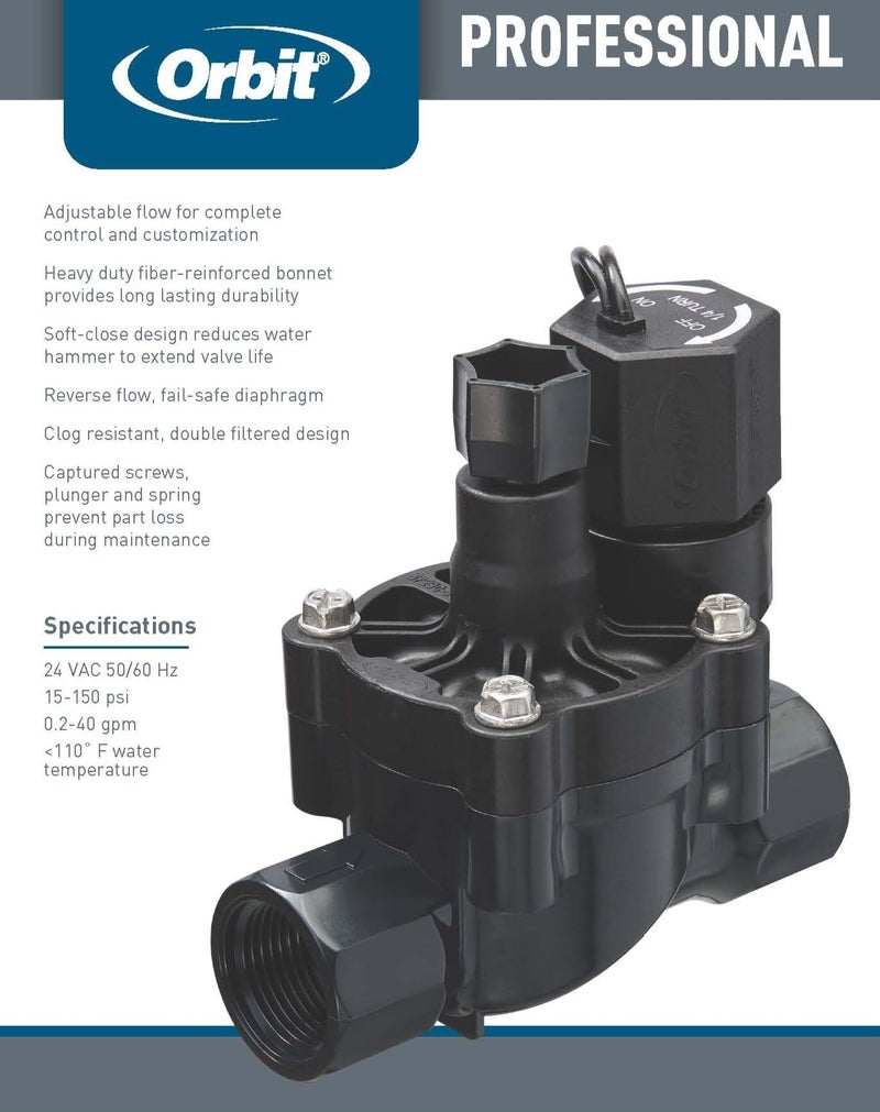 Orbit Pro 3/4"" FPT L-Series Automatic Inline Sprinkler Valve with Flow Control - 57290 - Image 4